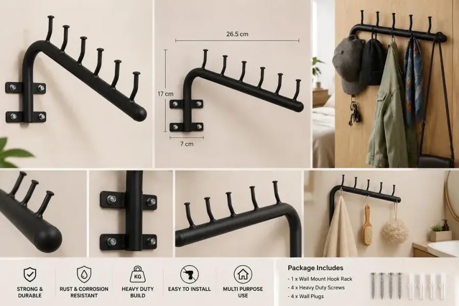 Pack Of 3 Wall Mounted Cloth Hanging Stand (3/5)