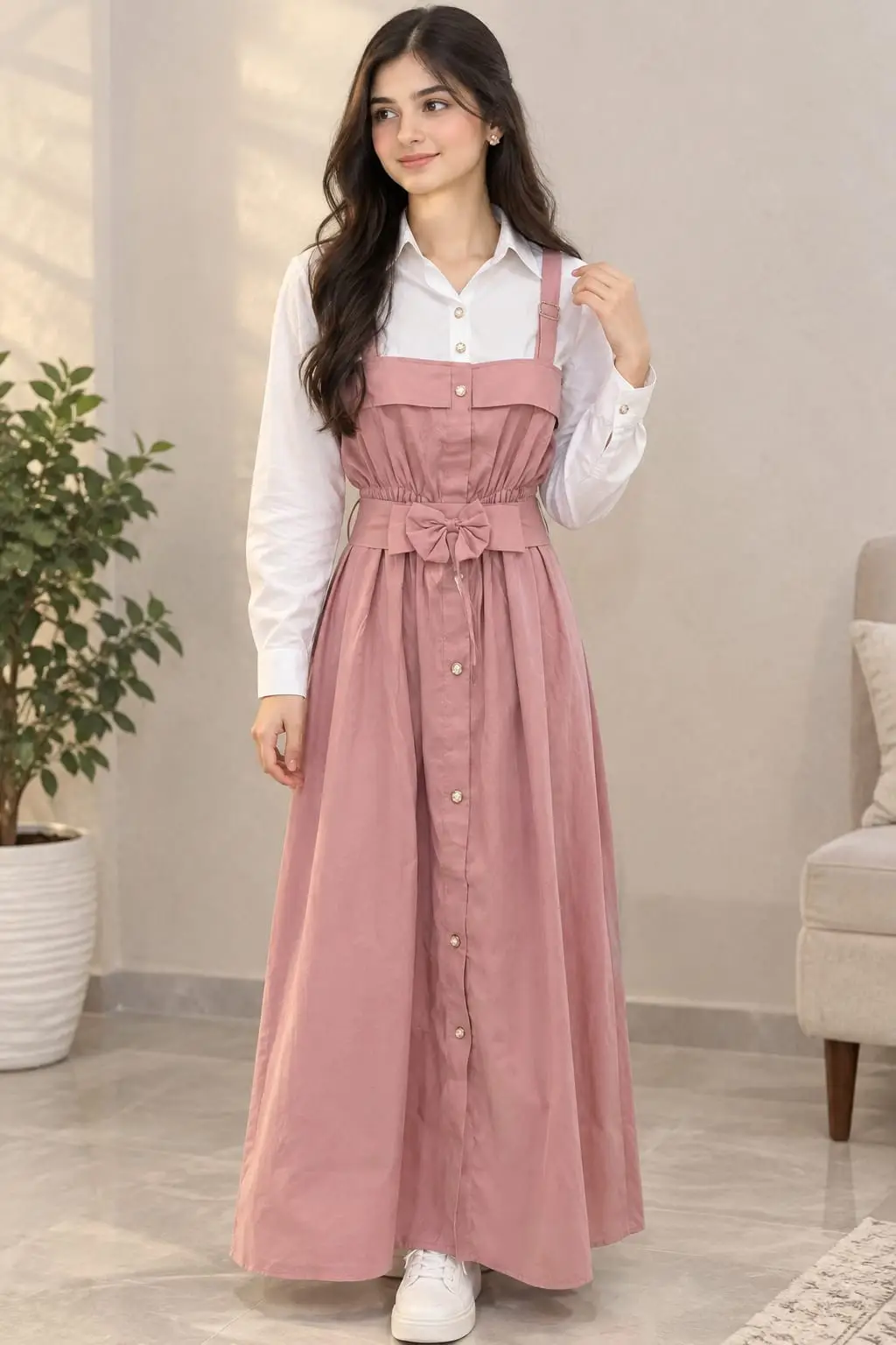 2 Pcs Women's Stitched Grip Plain Dress