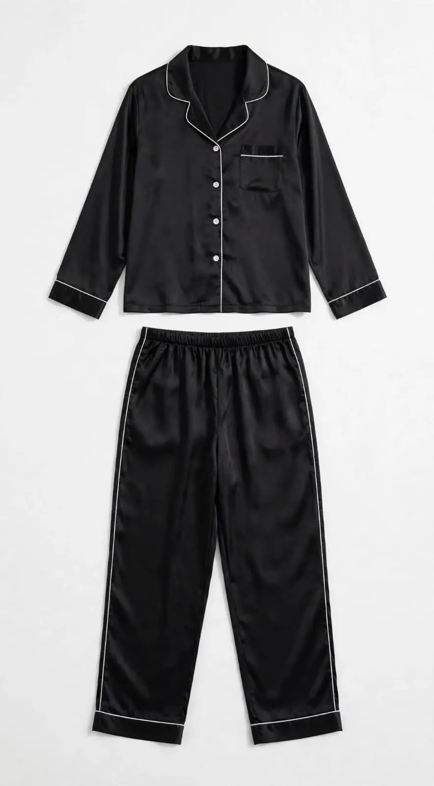 2 Pcs Women's Stitched Silk Plain Night Suit